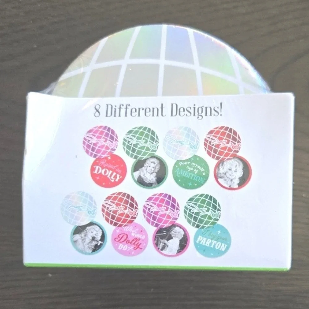 Dolly Parton Coasters 8-Piece Set New Sealed Holographic‎ Disco Ball Designs